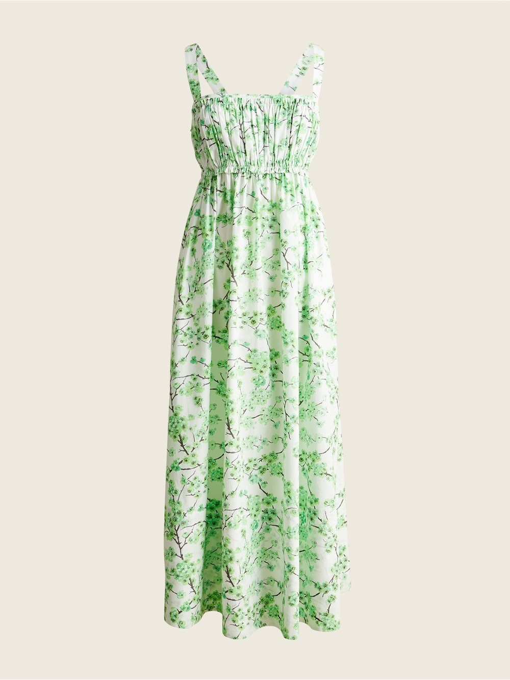 NWT J.Crew Cotton Gathered Tank Midi Dress Cherry Blossom Print